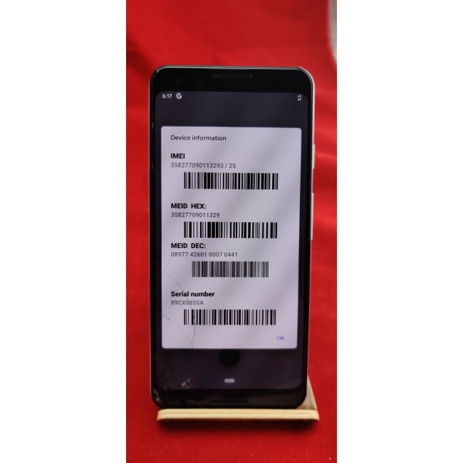 Google Pixel 3 64GB White Front Screen Is Cracked